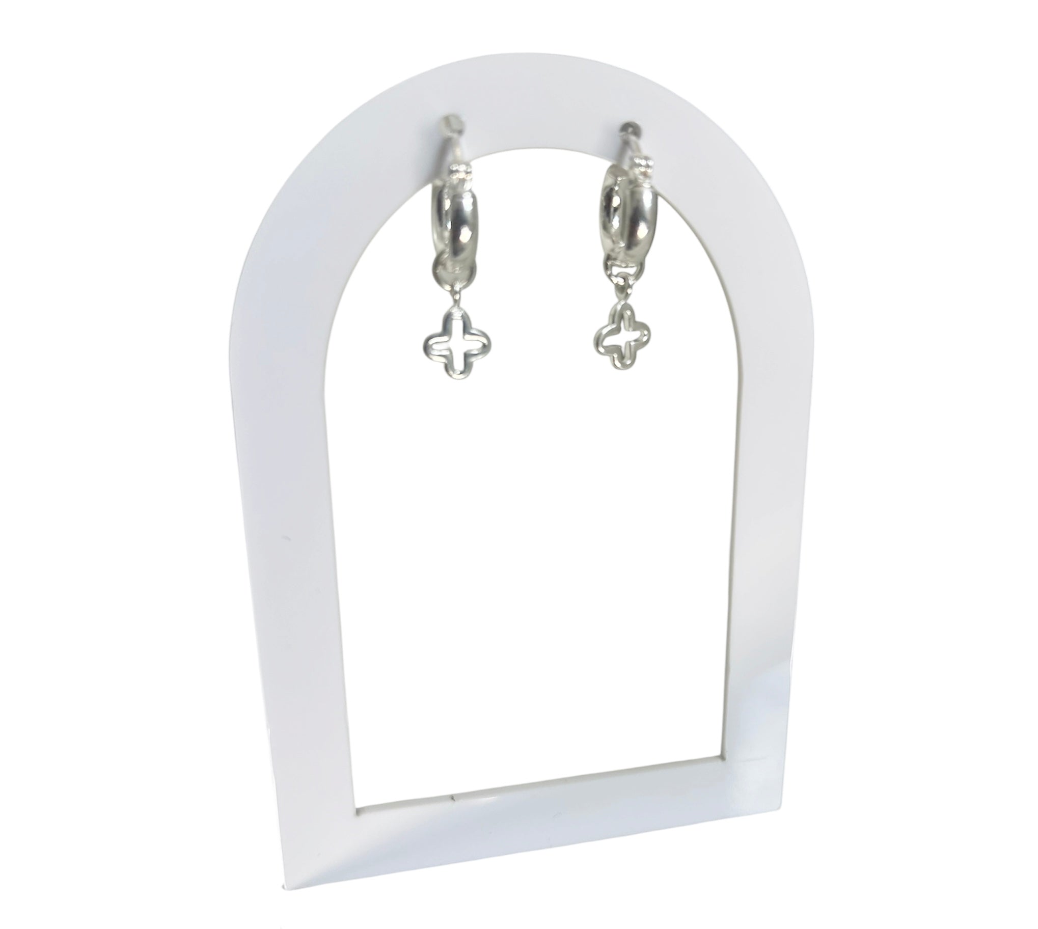 Sterling Silver Clover Huggie Earrings