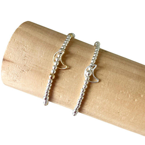 Handmade .925 Sterling Silver Floating Moon Charm Bracelet