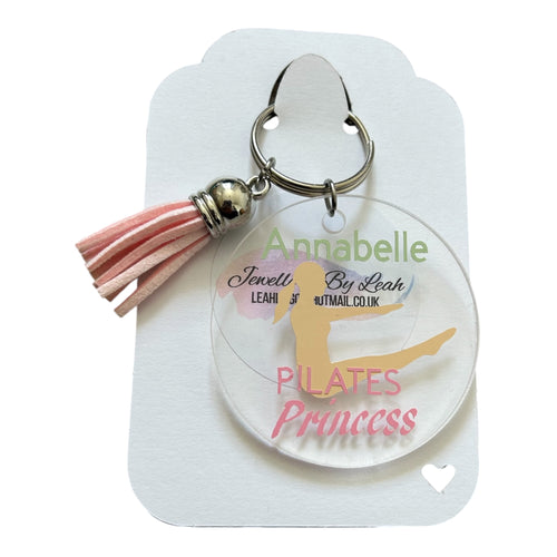 Acrylic Pilates Princess Keyring, Keepsake, Personalised Gift