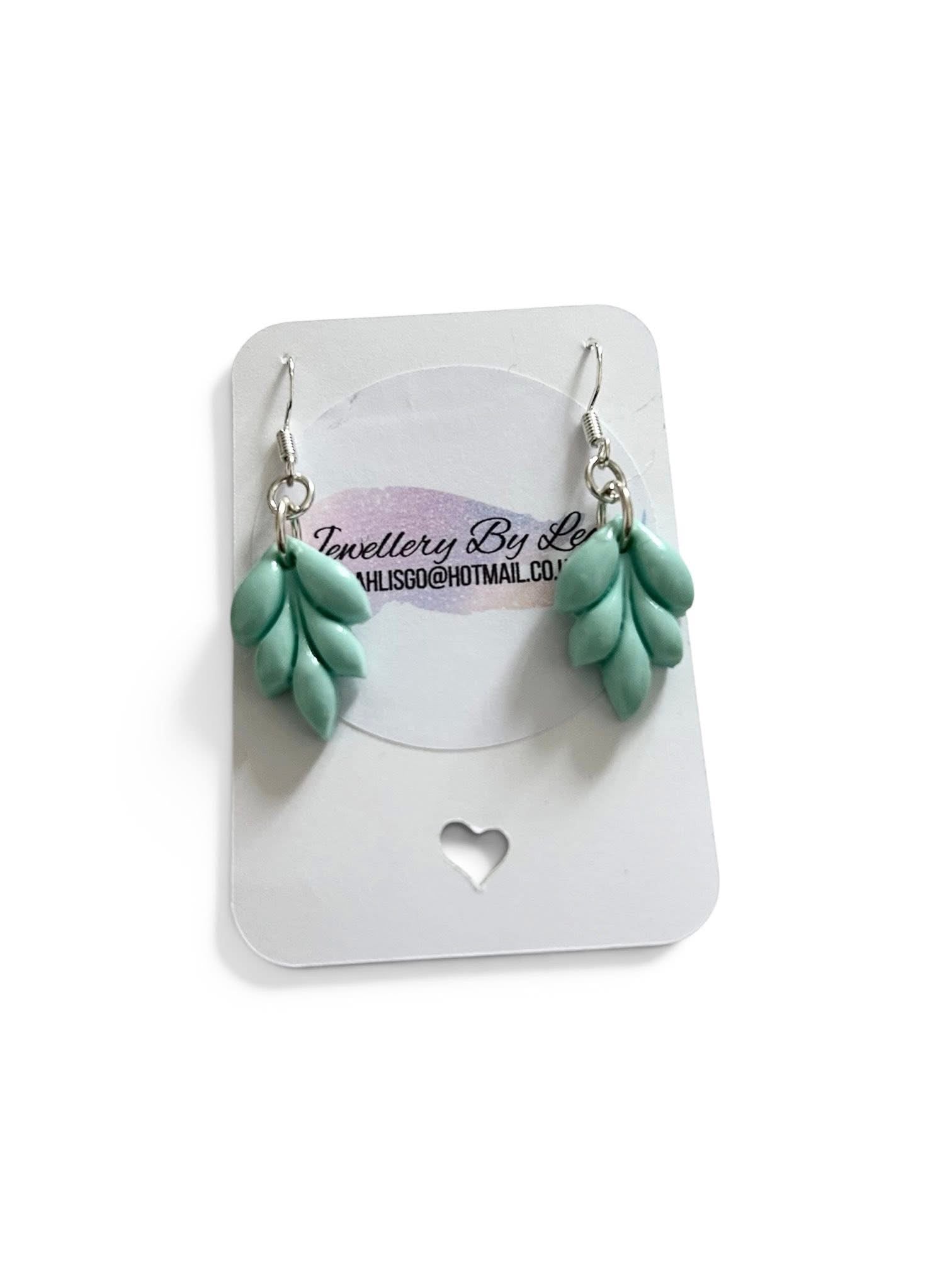 Polymer Clay Dangle Leaf Earrings, Lightweight, Summer Colours
