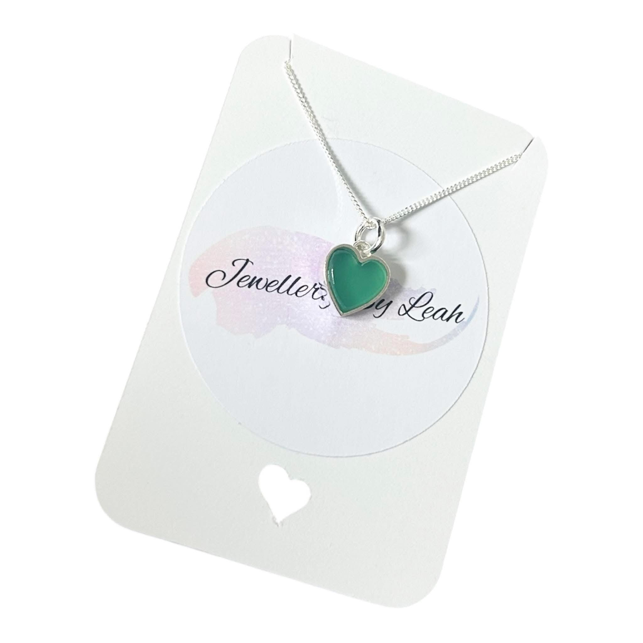 Sterling Silver Green Jade Love Heart Necklace, Keepsake, Gift
