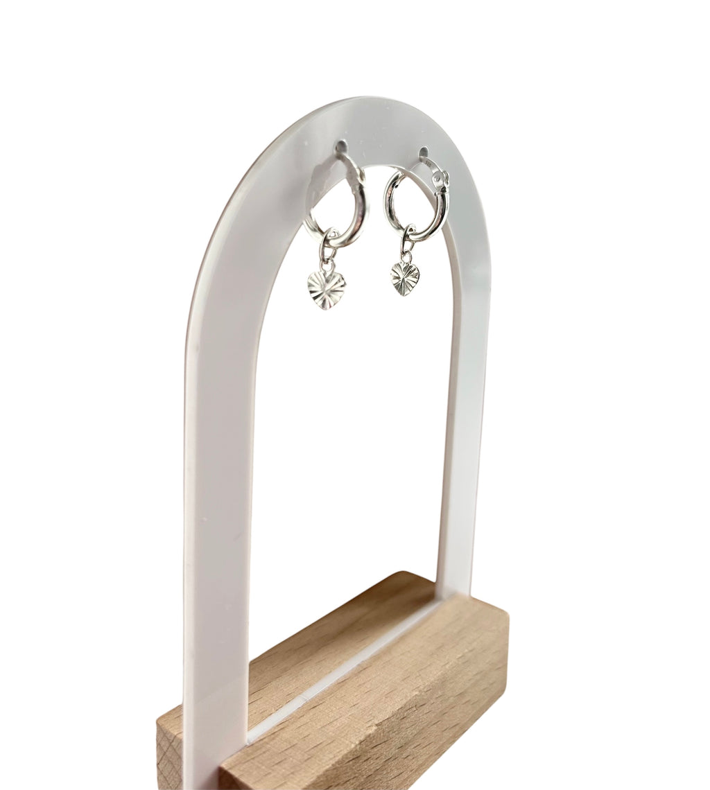Sterling Silver Mini Heart Hoop Earrings, Gifts, Modern Jewellery