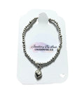 Sterling Silver Beaded Love Heart Bracelet