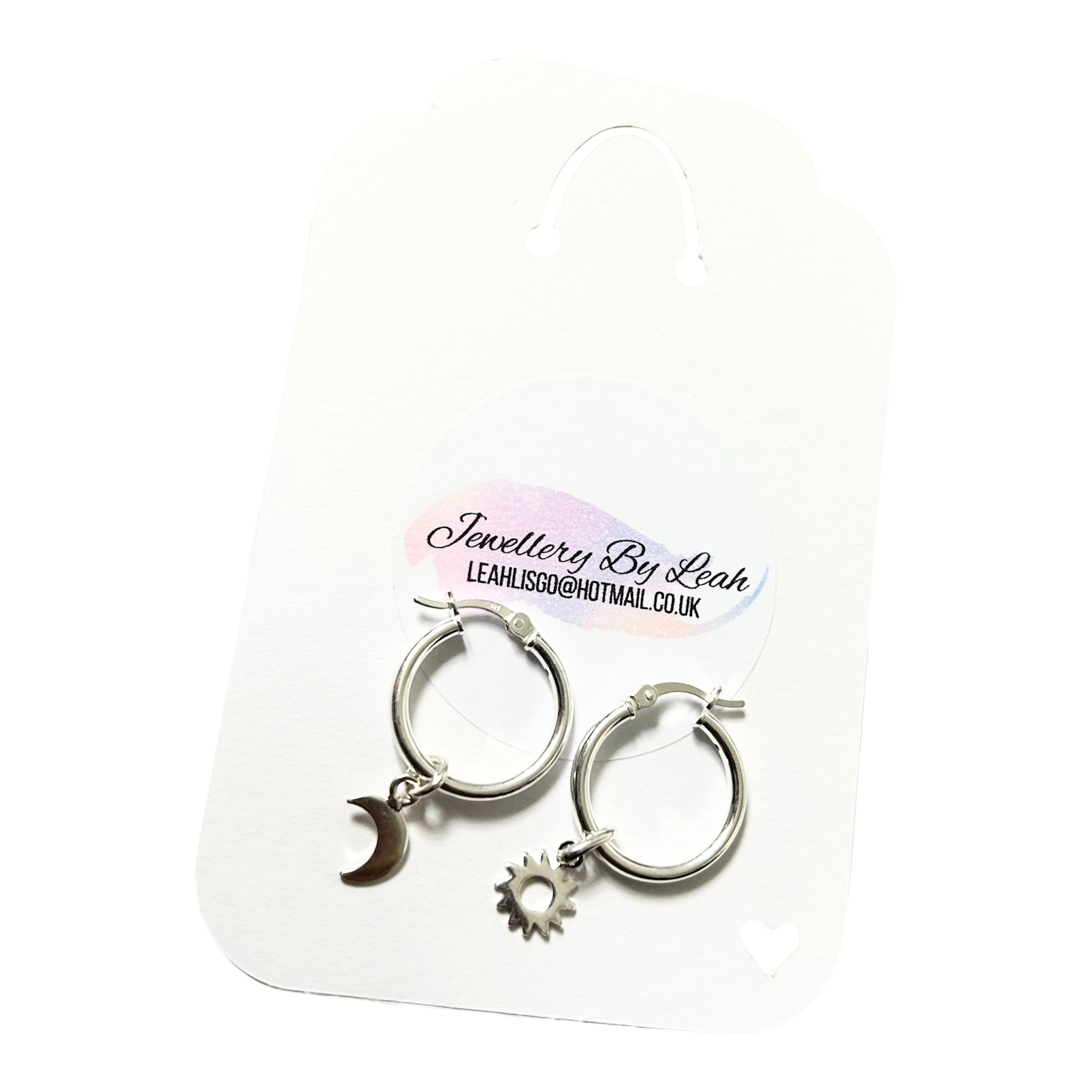 Sterling Silver Sun and Moon Hoop Earrings