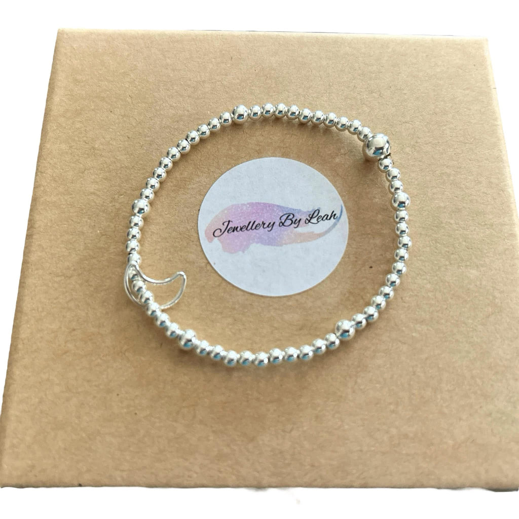 Handmade .925 Sterling Silver Floating Moon Charm Bracelet