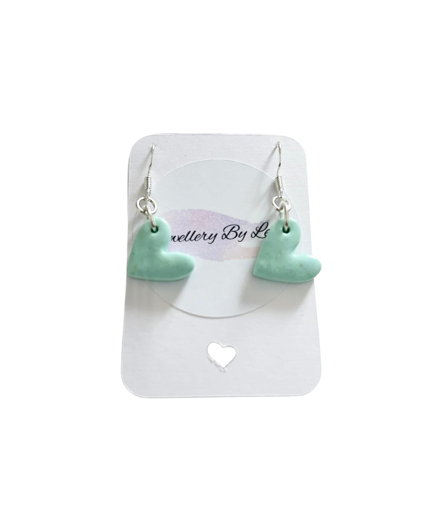 Polymer Dangly Heart Earrings, .925 Sterling Silver Hoops