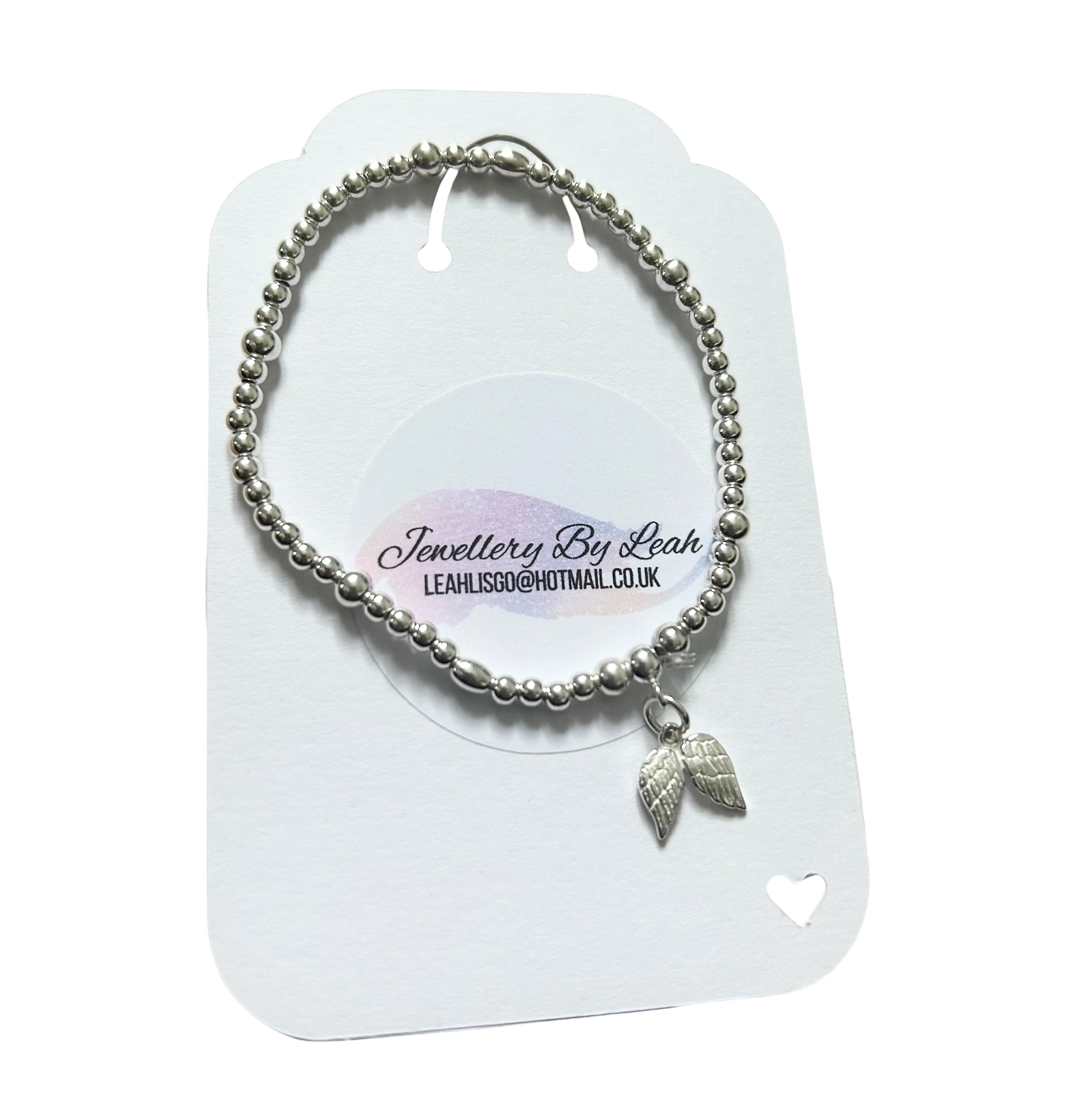 Sterling Silver Beaded Angel Wing Bracelet