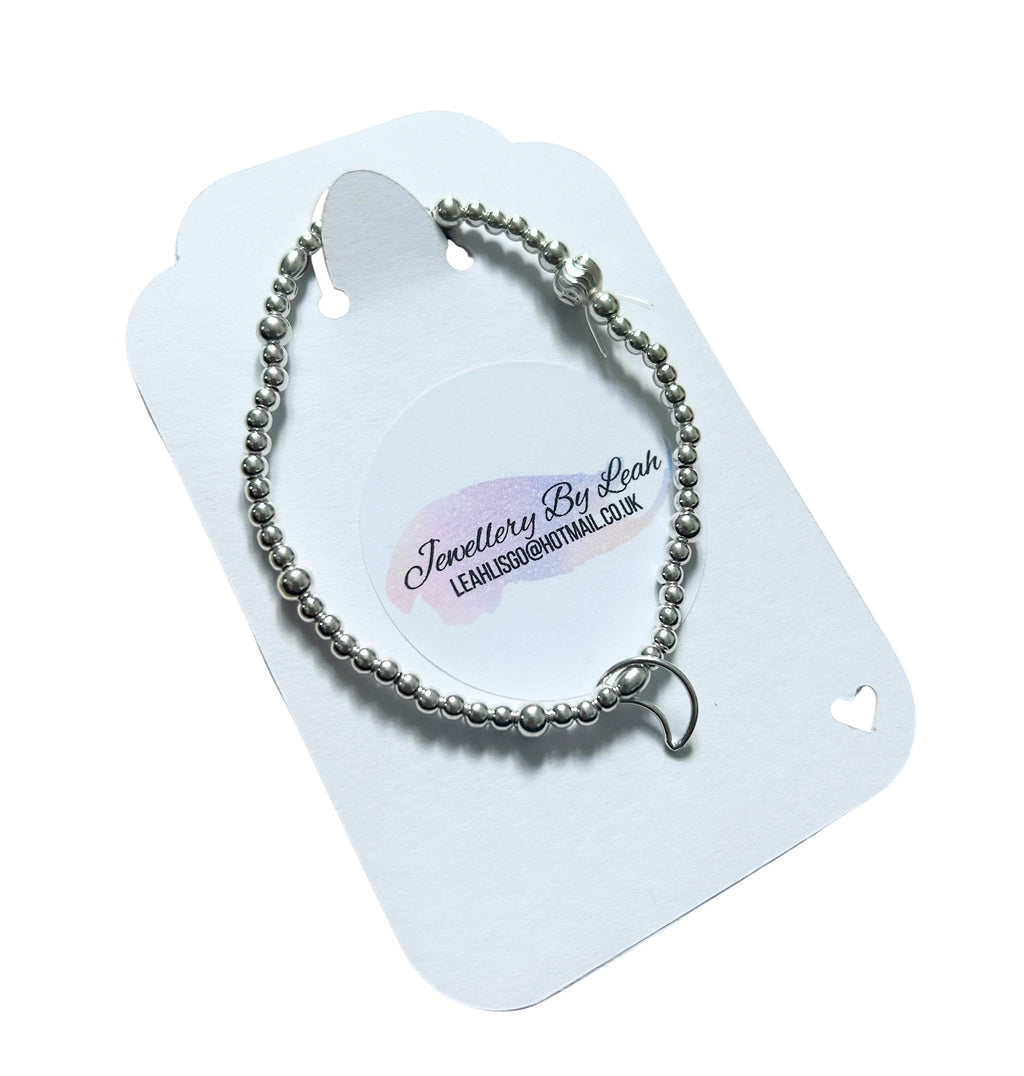 Handmade .925 Sterling Silver Floating Moon Charm Bracelet