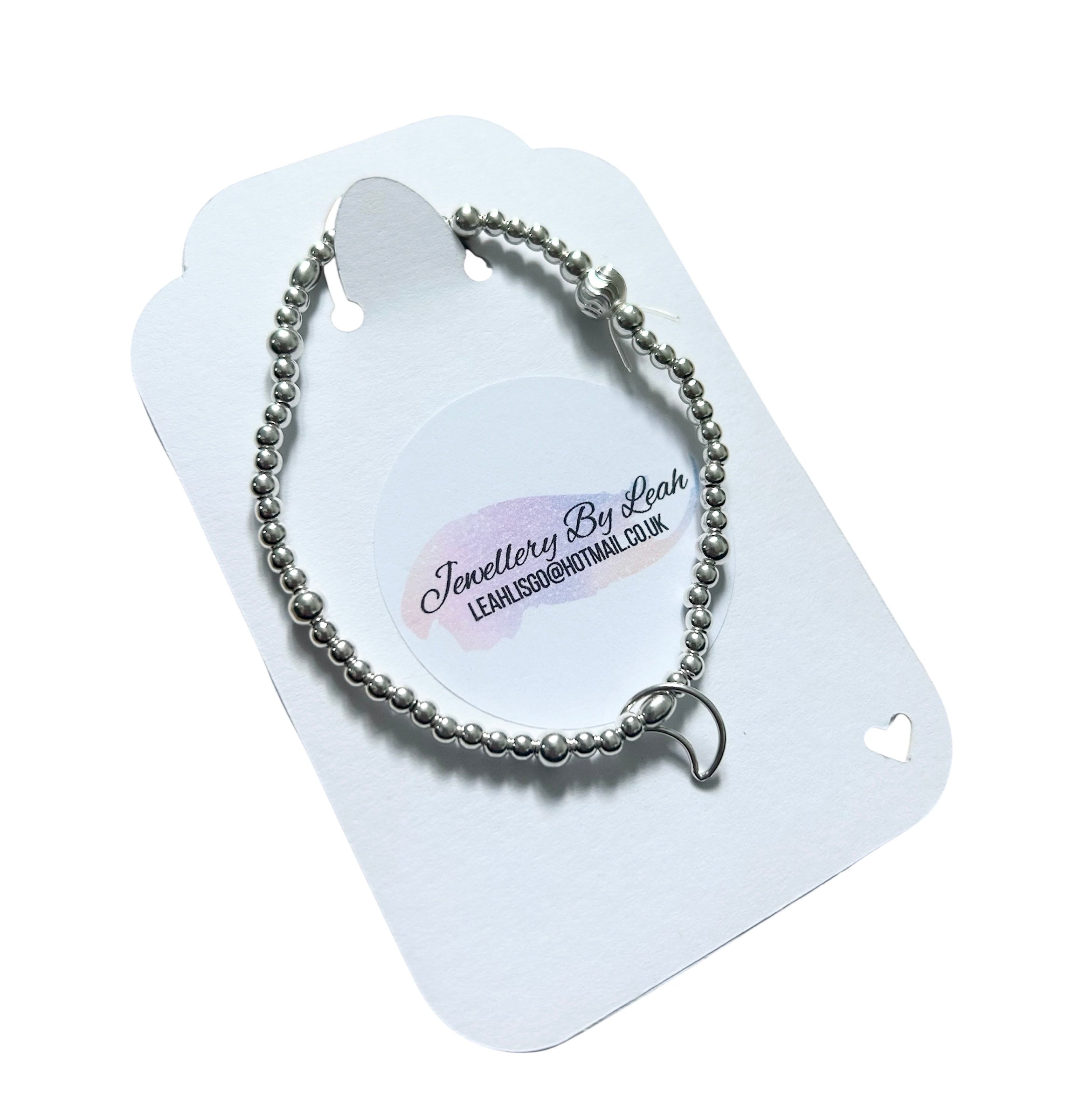 Handmade .925 Sterling Silver Floating Moon Charm Bracelet