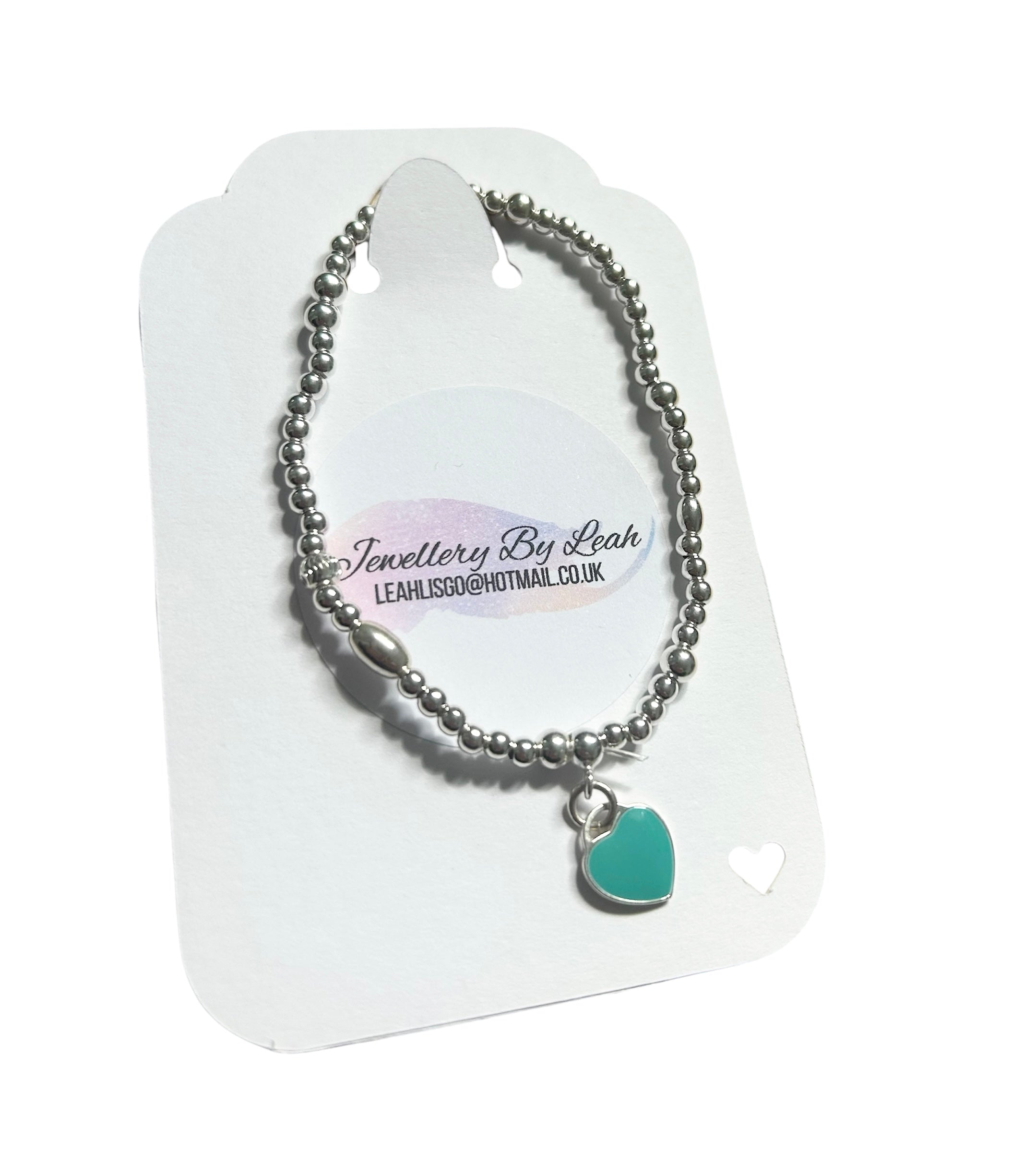 Handmade .925 Sterling Silver Beaded Love Heart Bracelet, Meaningful Gift for Her