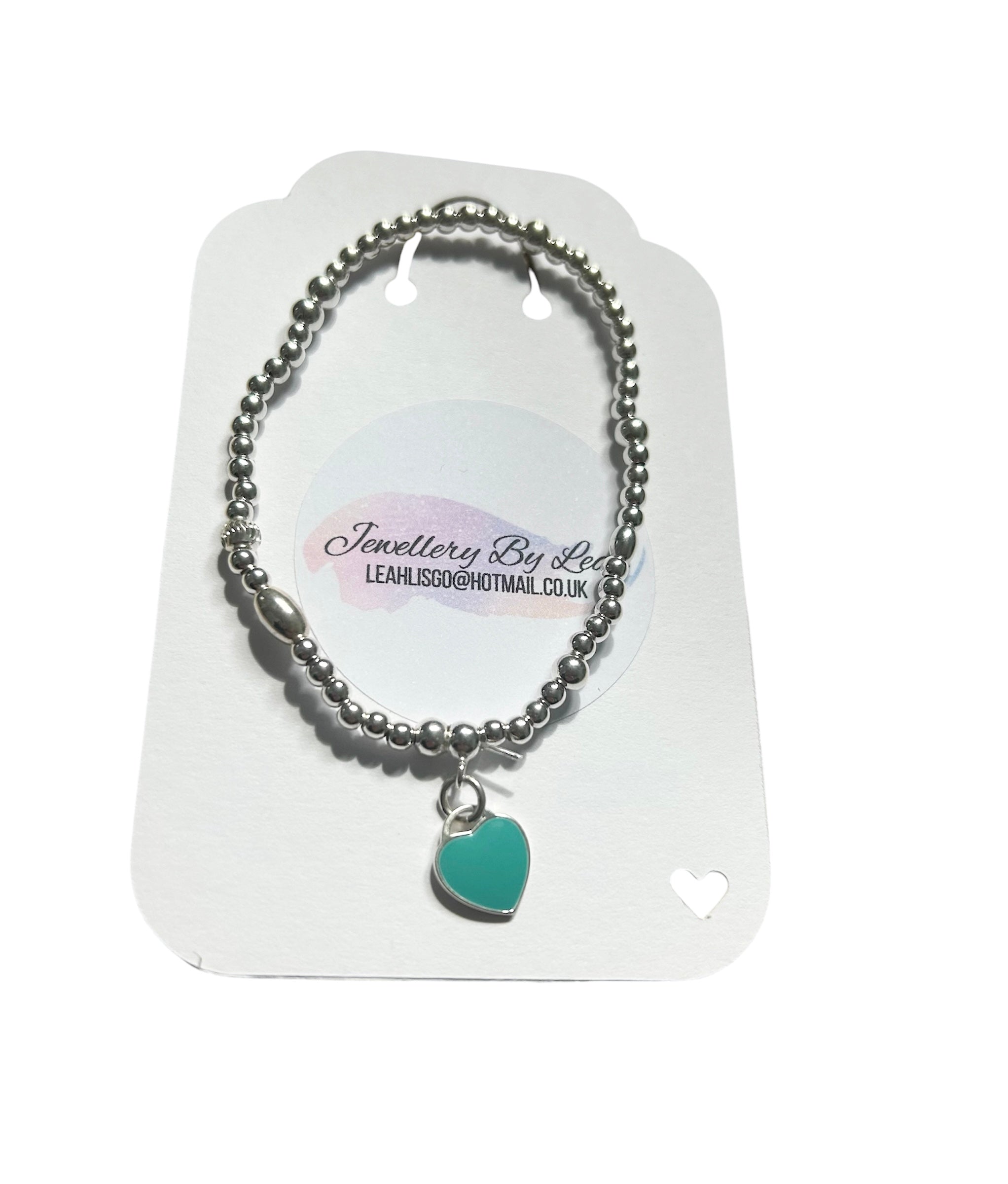 Handmade .925 Sterling Silver Beaded Love Heart Bracelet, Meaningful Gift for Her