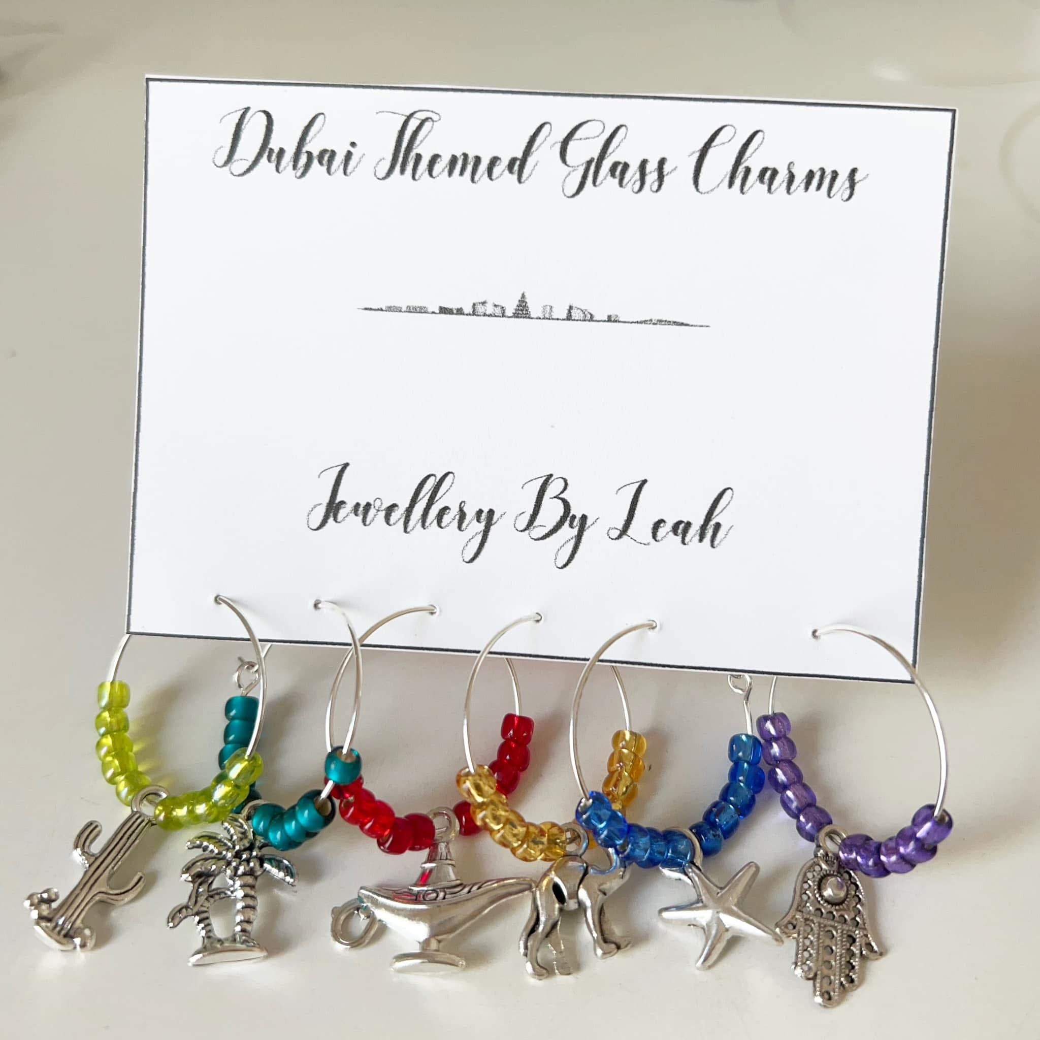 Dubai Wine Glass Charms – Handmade UAE Cocktail Markers for Parties, Gifts & Travel Souvenirs