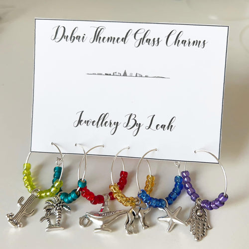 Dubai Wine Glass Charms – Handmade UAE Cocktail Markers for Parties, Gifts & Travel Souvenirs