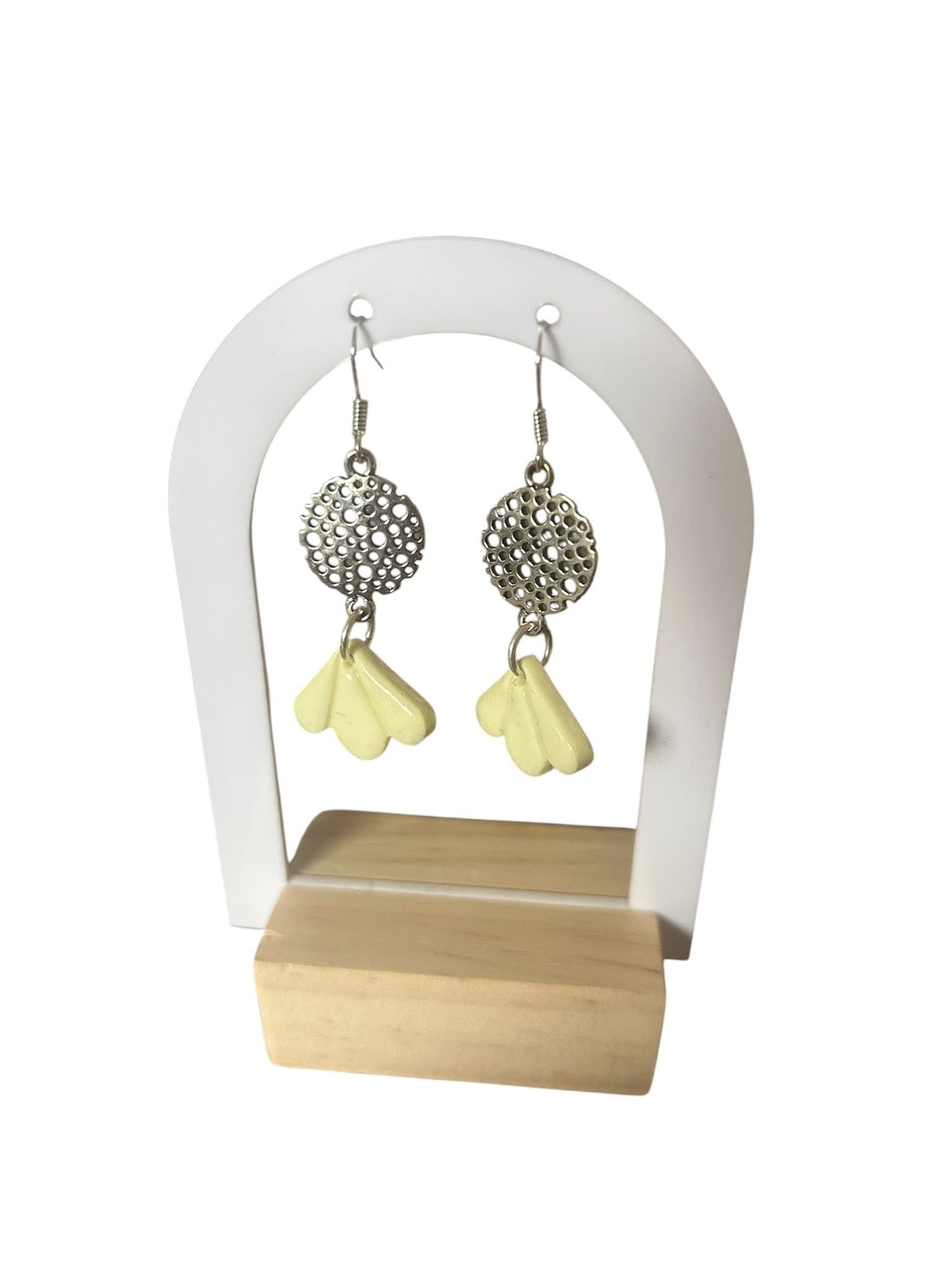 Polymer Clay Fan Earrings, Handmade Statement Dangly Earrings, Boho Jewellery