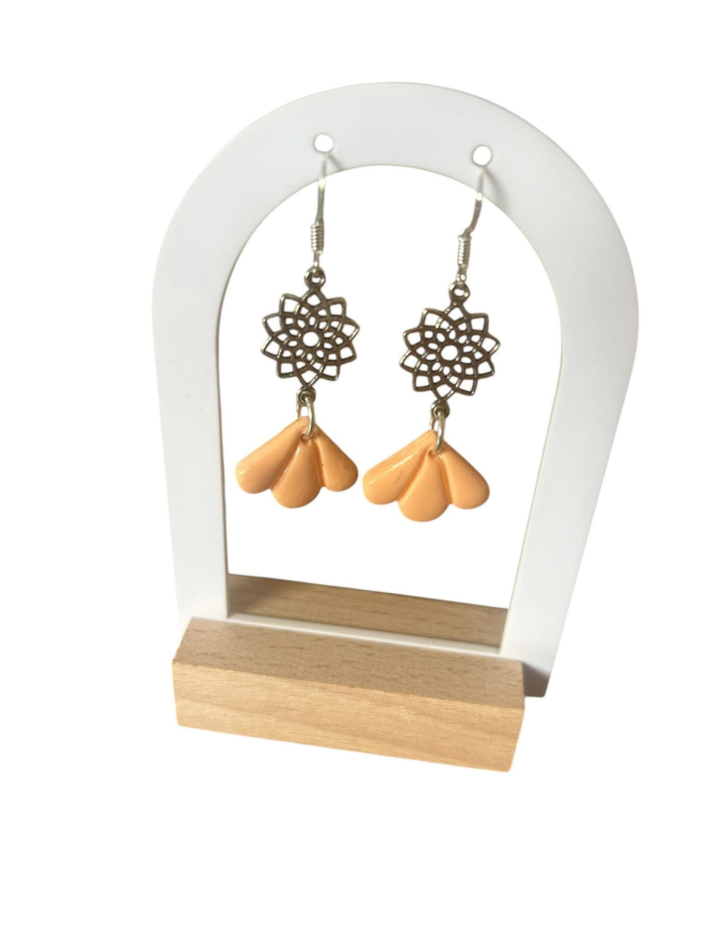 Polymer Clay Fan Earrings, Handmade Statement Dangly Earrings, Boho Jewellery